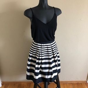 F21 striped pleated skirt
